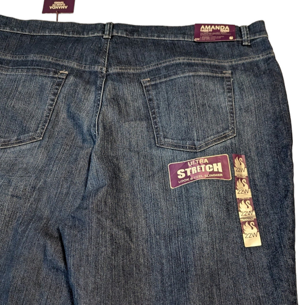 GLORIA VANDERBILT Amanda Dark Rinse Distessed Ankle Jeans Plus Size 22W NEW - Picture 8 of 11